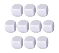 Lot de 10 dés blancs arrondis vierges en acrylique - Cubes blancs à six côtés pour écrire des autocollants et des chiffres de blocs de construction, comptage des mathématiques