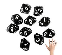 Lot de 10 Dés D10 Noirs 16 mm (côté) / 22 mm (Pointe à Pointe) - Acrylique Robuste avec Chiffres 0 à 9 - Idéal pour Donjons & Dragons, RPG, MTG et Jeux de Société