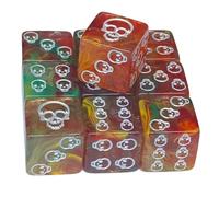 Lot de 10 dés d'angle ronds en acrylique à 6 faces Motif tête de mort Outil d'enseignement Mahjong Accessoires de jeu de rôle