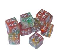 Lot de 10 dés d'angle ronds en acrylique à 6 faces Motif tête de mort pour jeu de table et enseignement Facile à utiliser