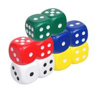 Lot de 10 dés de rechange colorés à 6 faces - Taille standard - 14 mm - 5 couleurs - Bords arrondis - Pour jeux de société, poker, enseignement en classe, mathématiques