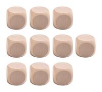 Lot de 10 dés en bois vierge naturel non peints pour loisirs créatifs, dessin, chiffres, jeux, jeux éducatifs pour tous les âges (25 mm)