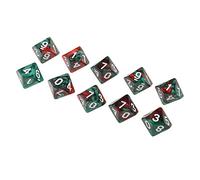 Lot de 10 dés polyédriques D10 à 10 faces double couleur pour DND RPG Vert café