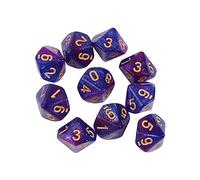 Lot de 10 dés polyédriques D10 D10 Cube RPG Jeu de société Accessoires de jeu de table Fournitures Dés doubles couleurs