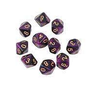 Lot de 10 dés polyédriques D10 D10 Cube RPG Jeu de société Accessoires de jeu de table Fournitures Dés doubles couleurs