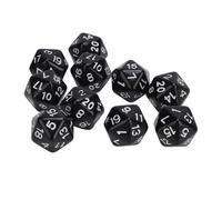 Lot de 10 dés polyédriques en Plastique léger à 20 Faces pour Jeux de rôle, Jeux de Table et Cours de mathématiques, durables, résistants aux Rayures, Grands Chiffres clairs (Noir)