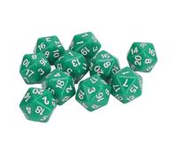 Lot de 10 dés polyédriques en Plastique léger à 20 Faces pour Jeux de rôle, Jeux de Table et Cours de mathématiques, durables, résistants aux Rayures, Grands Chiffres clairs (Vert)