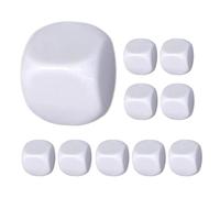 Lot de 10 dés vierges arrondis en acrylique blanc | Cubes blancs à six faces pour écrire sur des cubes blancs, dés vierges pour autocollants, numéros de construction, fabrication de comptage