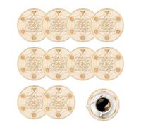Lot de 10 dessous de verre en bois pour protection et décoration de table - Design géométrique - Pour maison, cuisine, salle à manger, salon, bar
