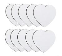 Lot de 10 dessous de verre vierges à transfert thermique avec formes uniques pour rehausser vos idées de décoration (cœur)