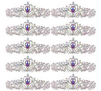 Lot de 10 diadèmes élégants en cristal pour femmes et filles avec peignes pour anniversaire, mariée, mariage, bal de fin d'année, fête d'anniversaire (argenté AB)