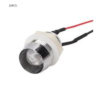 Lot de 10 diodes electroluminescentes precablees 6 a 12 V, fil de 20 cm, diametre 10 mm, avec support metallique, indiquant les LED en ligne, blanc et rouge