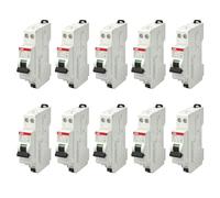 Lot de 10 disjoncteurs automatiques Ph+N raccordement Rapide 20A-4,5Ka