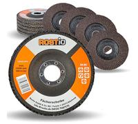 Lot de 10 disques à lamelles Rostio - En acier - 125 mm - Marron - Corindon normal - Meuleuse d'angle (grain 80)
