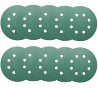 Lot de 10 disques de ponçage grain 80 125 mm Crochet et boucle 8 trous Papier abrasif assortis pour ponceuse orbitale