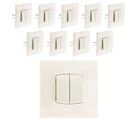 Lot de 10 double va et vient borne-auto vis + griffes - Blanc - Diwone - Zenitech