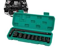 Lot de 10 douilles à six pans creux | Kit de montage de vis et de filetage métrique | Jeu de clés à percussion hexagonales | Kit d'outils de montage et de démontage de filetage métrique portable pour
