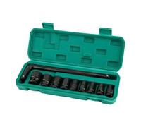 Lot de 10 douilles à six pans creux - Kit de montage de vis métriques et de filetage - Jeu de clés à cliquet - 10 pièces - Portable - Pour vis, filetage, montage, démontage, voiture, mécanicien