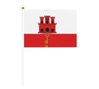 Lot de 10 drapeaux à main à motif drapeau de Gibraltar - 14 x 20,8 cm - Ajoutez une atmosphère festive aux fêtes et événements sportifs.