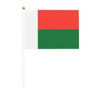 Lot de 10 drapeaux à main à motif drapeau de Madagascar 14 x 20,8 cm | Ajoutez une atmosphère festive aux fêtes et événements sportifs.
