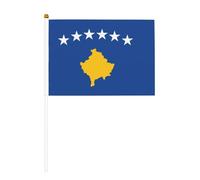 Lot de 10 drapeaux à main à motif drapeau du Kosovo 14 x 20,8 cm | Ajoutez une atmosphère festive aux fêtes et événements sportifs.