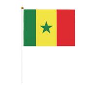 Lot de 10 drapeaux à main à motif drapeau du Sénégal 14 x 20,8 cm | Ajoutez une atmosphère festive aux fêtes et événements sportifs.