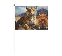 Lot de 10 drapeaux à main à motif léopard à la recherche de proies 14 x 20,8 cm | Ajoutez une atmosphère festive aux fêtes et événements sportifs.