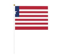 Lot de 10 drapeaux à main Drapeau du Libéria 14 x 20,8 cm Convient pour les fêtes, les célébrations et toutes sortes d'événements.