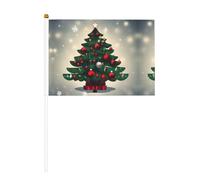 Lot de 10 drapeaux à main imprimés arbre de Noël 14 x 20,8 cm