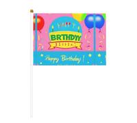 Lot de 10 drapeaux à main imprimés avec ballons « Happy Birthday » - 14 x 20,8 cm