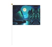 Lot de 10 drapeaux à main imprimés de grotte de lune d'eau - 14 x 20,8 cm
