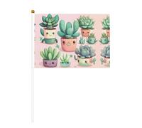Lot de 10 drapeaux à main imprimés de jolies plantes succulentes - 14 x 20,8 cm