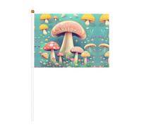 Lot de 10 drapeaux à main imprimés jolis petits champignons - 14 x 20,8 cm
