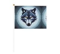 Lot de 10 drapeaux à main imprimés tête de loup féroce - 14 x 20,8 cm