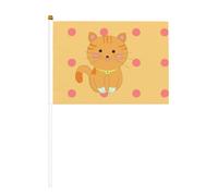 Lot de 10 drapeaux à main mignons à motif chaton de dessin animé 14 x 20,8 cm | Ajoutez une atmosphère festive aux fêtes et événements sportifs.