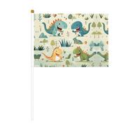 Lot de 10 drapeaux à main mignons à motif de petit dinosaure de 14 x 20,8 cm | Ajoutez une atmosphère festive aux fêtes et événements sportifs.