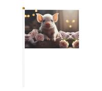 Lot de 10 drapeaux à main mignons à motif jeune cochon 14 x 20,8 cm | Ajoutez une atmosphère festive aux fêtes et événements sportifs.