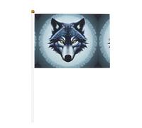 Lot de 10 drapeaux à main tête de loup féroce 14 x 20,8 cm, convient pour les fêtes, les célébrations et toutes sortes d'événements.