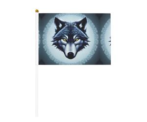 Lot de 10 drapeaux à main tête de loup féroce 14 x 20,8 cm, convient pour les fêtes, les célébrations et toutes sortes d'événements.