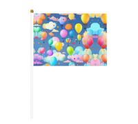 Lot de 10 drapeaux colorés imprimés de ballons - 14 x 20,8 cm