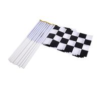 Lot de 10 drapeaux de course à carreaux - Drapeaux de voiture de course, drapeaux à main | 12,7 x 20,3 cm pour fête automobile, événements sportifs, célébrations de course et jours sur piste