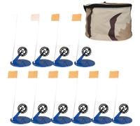 Lot de 10 drapeaux de pêche sur glace, kit de couverture de canne automatique portable, système de mains avec ligne et crochets, équipement compact en plastique pour les voyages d'hiver en plein air