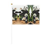 Lot de 10 drapeaux imprimés pandas de père et fils - Drapeaux de Noël 14 x 20,8 cm