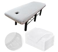Lot de 10 Draps de Lit Table de Massage avec Trou Housse Jetables Table Massage 100x215cm Drap Jetable Table Massage non Réglable pour Table de Massage, Spa, Beauté, Tatouage