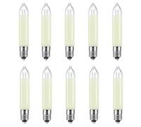 Lot de 10 E10 12V 3W Ampoule de Bougie, Blanc Chaud 2700K, 30LM, E10 Petite Base à Vis, Ampoule pour Chandelier Ampoule Remplacer, pour Lampe à Cordes, Chandelier, Arche Lumineuse, Arbre de Noël