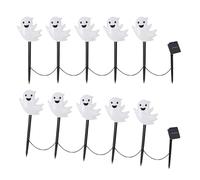 Lot de 10 éclairages lumineux argentés pour Halloween, jardin, herbe et terrasse, sourire, manifestation, radiances solaires