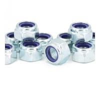 Lot de 10 - Écrou frein Nylstop hexagonal autobloquant M16 avec nylon DIN 985 classe 8 zingué
