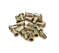 Lot de 10 écrous à sertir à tête plate en acier au carbone et aluminium (M3, M4, M5, M6, M8, M10, M12).(Yellow,M4)