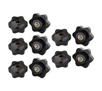 Lot de 10 écrous à tête en caoutchouc à serrage manuel en forme de fleur de prunier, noirs, étoile, mécaniques M6