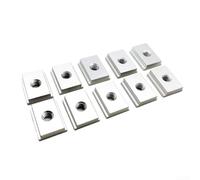 Lot de 10 écrous coulissants en T robustes en aluminium pour scie à table, perceuse, presse à ruban, défonceuse, banc de travail du bois (10 pièces M6, argenté)